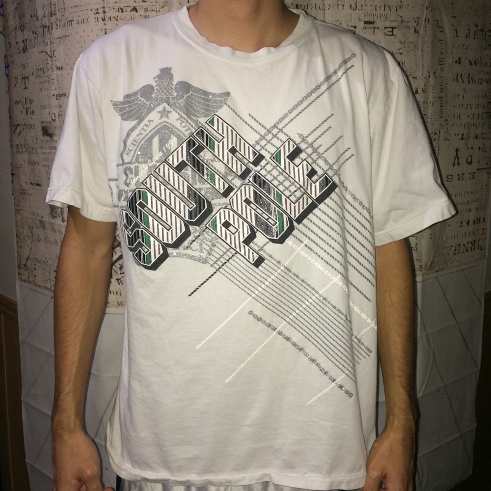 South Pole xl white design w/green black glitter